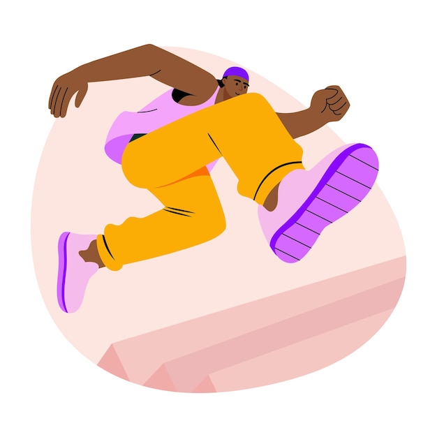 Un personaje haciendo una ilustración plana de carrera