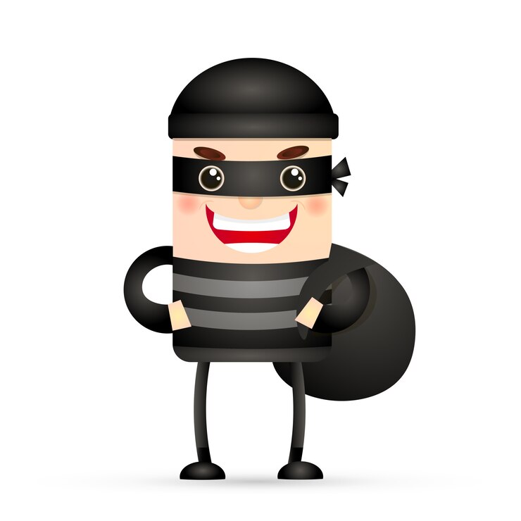 Vector personaje de hacker ladrón