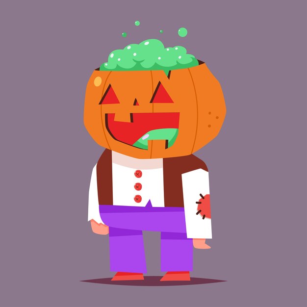 Vector personaje de halloween de dibujos animados de calabaza aislado sobre fondo.