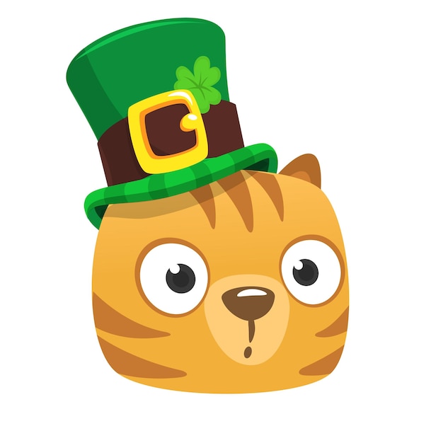 Personaje de hámster feliz de dibujos animados con sombrero de San Patricio con un trébol Ilustración vectorial para el diseño del cartel de la fiesta del Día de San PatricioxA