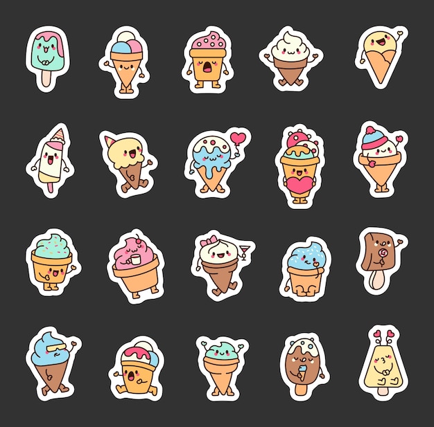 El personaje de helado kawaii es lindo Sticker Bookmark