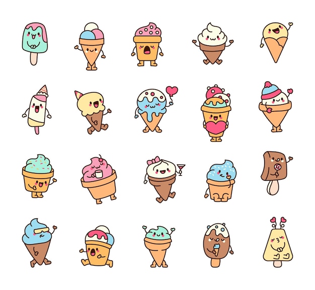 El personaje del helado Kawaii.