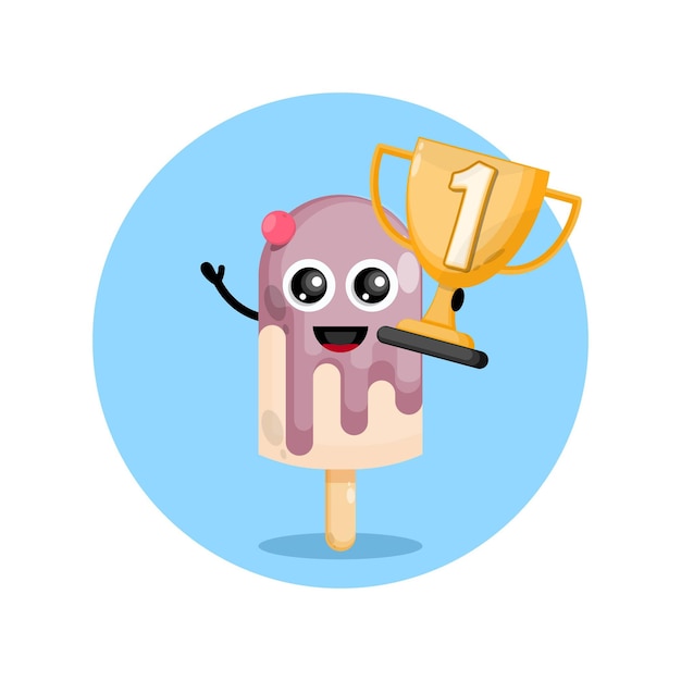 Personaje de helado con trofeo