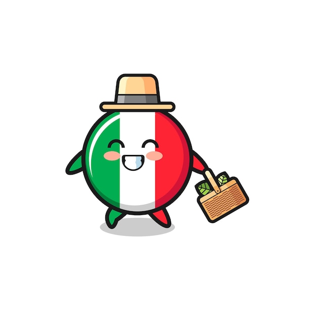 Personaje de herbolario de la bandera de Italia en busca de un diseño a base de hierbas y lindo