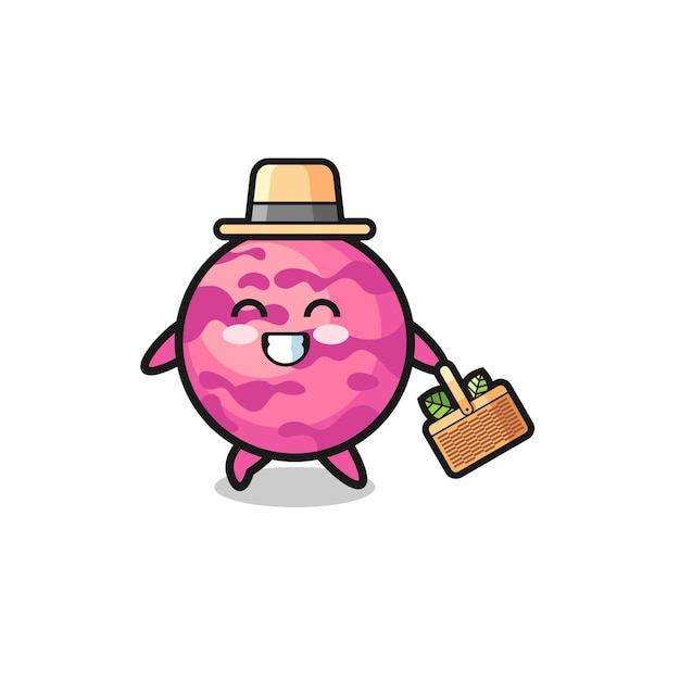 Personaje de herbolario con bola de helado que busca un diseño lindo a base de hierbas