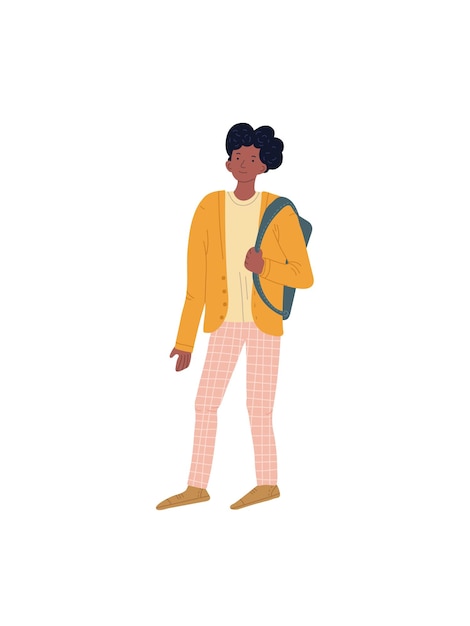 Personaje de hombre hipster de dibujos animados planos, concepto de ilustración de vector de colección de moda de gente joven