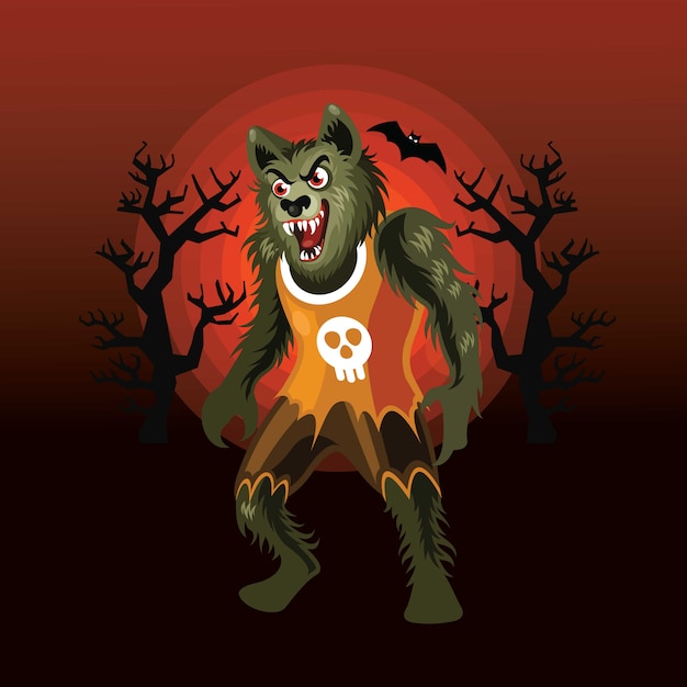 Vector personaje de hombre lobo de halloween