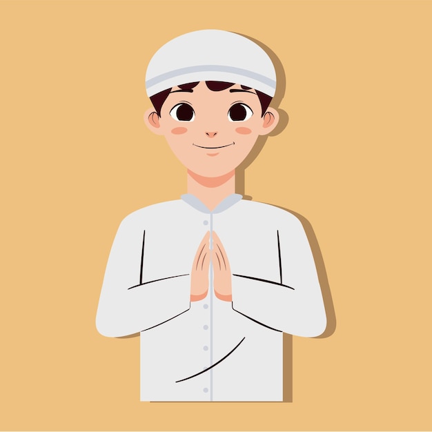 Personaje de hombre musulmán para las ilustraciones de Eid Al Fitr