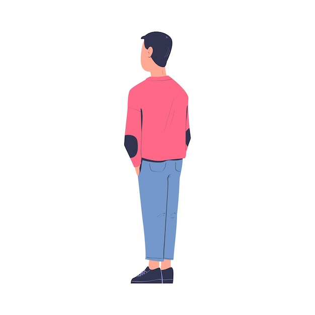 Personaje de hombre de pie y viendo una película en un cine al aire libre Ilustración vectorial