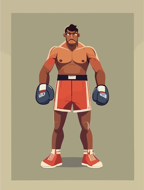 Vector un personaje de ilustración plana de un personaje boxeador