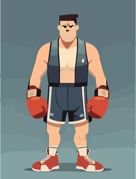 Un personaje de ilustración plana de un personaje boxeador