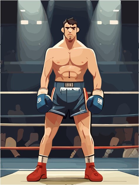 Un personaje de ilustración plana de un personaje boxeador