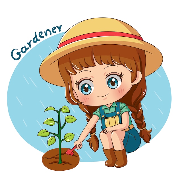 Vector personaje jardinero