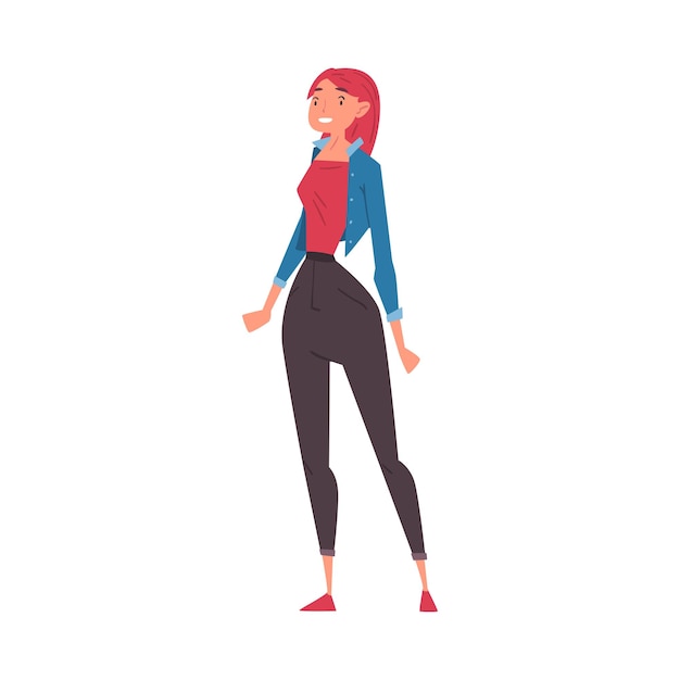 Personaje de una joven manifestante que declara sus derechos Ilustración vectorial de estilo de dibujos animados del Día Internacional de la Mujer