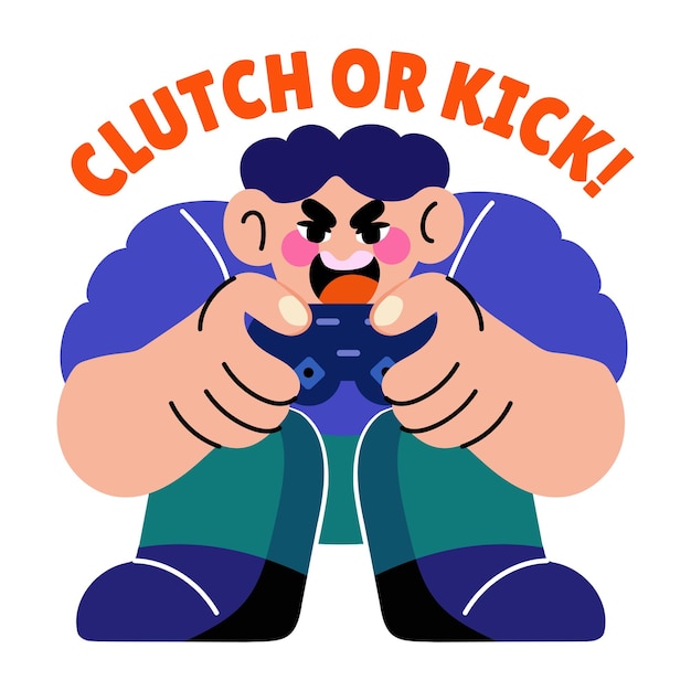Un personaje de juego con tipografía de tiempo de embrague