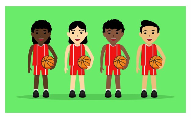 Vector personaje de jugador de baloncesto en diseño plano