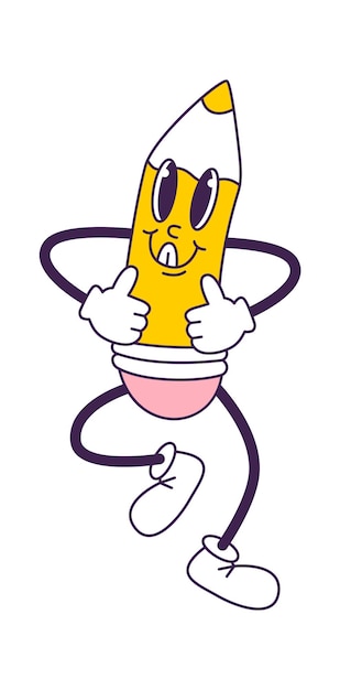 Personaje de lápiz feliz