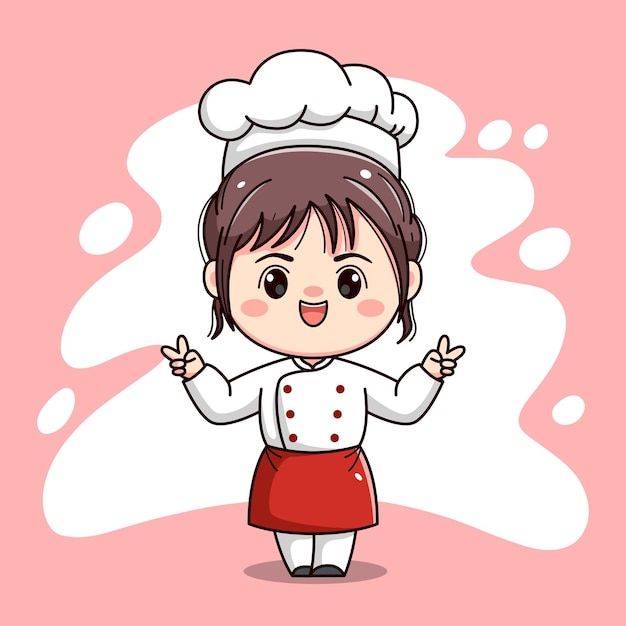 El personaje de la linda chica chef kawaii