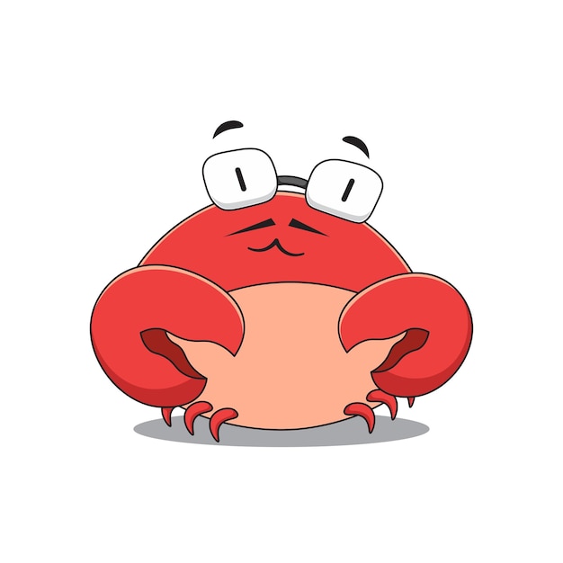Un personaje lindo de cangrejo con bigote y gafas.