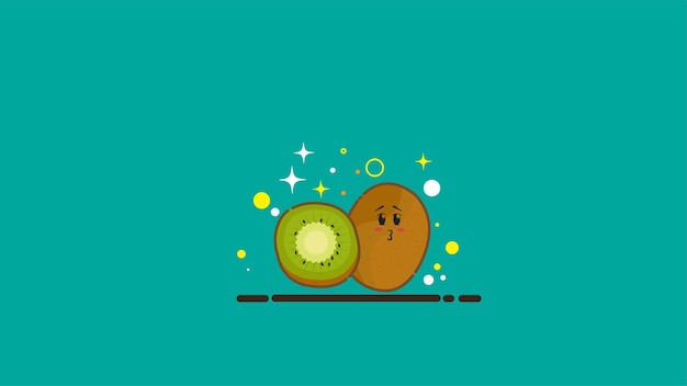 Personaje lindo kiwi diseño vectorial de frutas kiwi icono lindo kiwi personaje de frutas