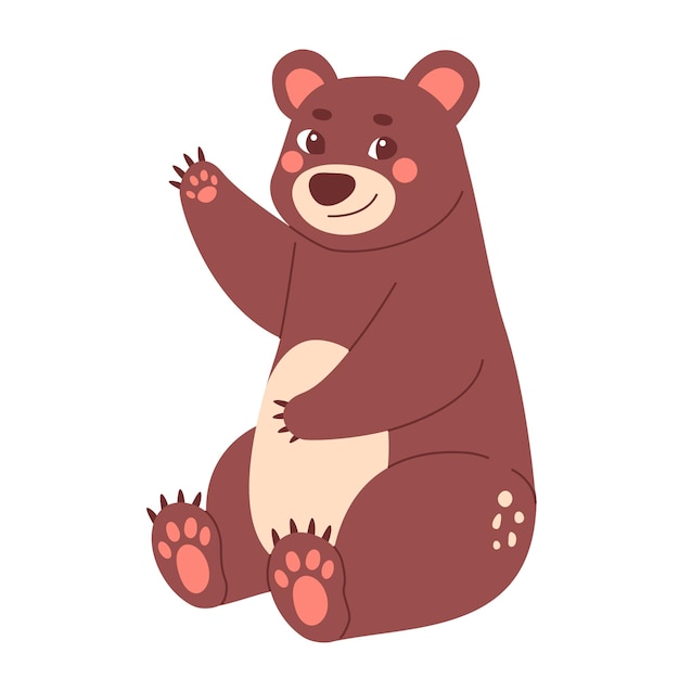 El personaje lindo de los niños, el oso gracioso, las olas de la mano, el animal del bosque.