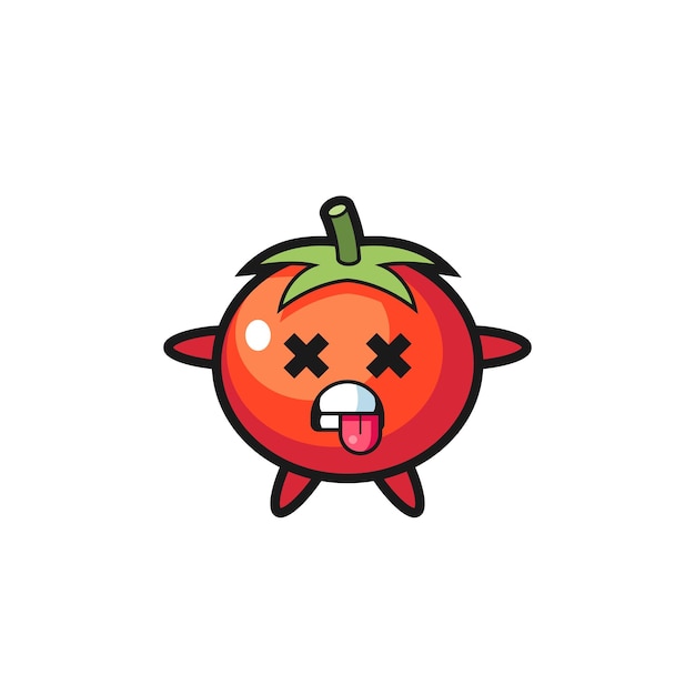 Personaje de los lindos tomates con pose muerta.