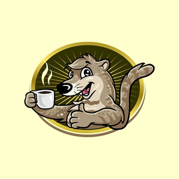 Vector personaje de luwak coffee mascot