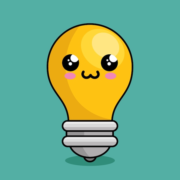 Personaje de luz de la bombilla kawaii