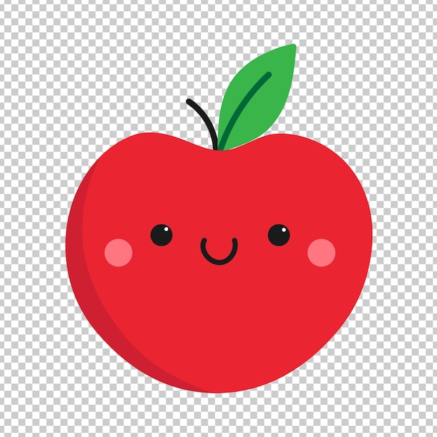 El personaje de la manzana sonriente de dibujos animados de estilo infantil El icono de la fruta Ilustración vectorial