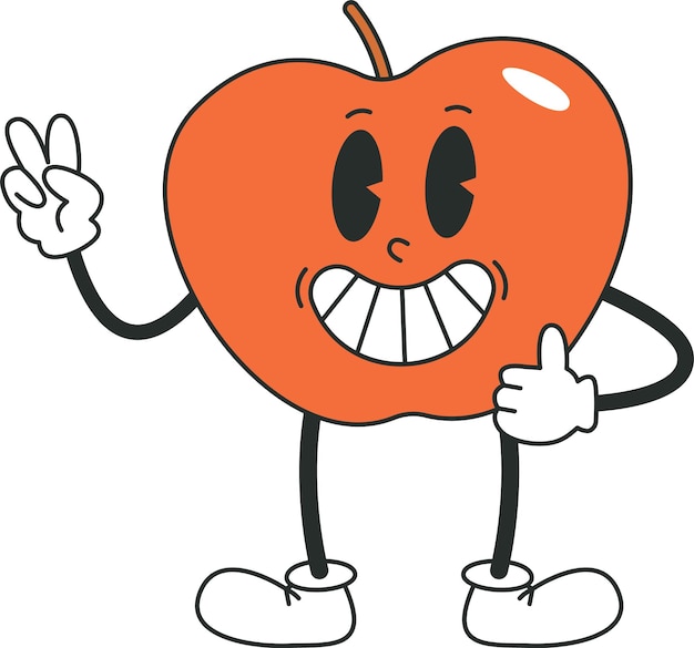 Personaje de manzana sonriente