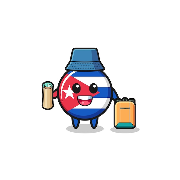 Personaje de la mascota de la bandera de cuba como excursionista