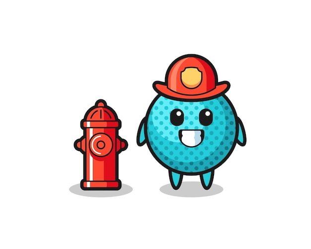 Personaje de mascota de bola puntiaguda como bombero
