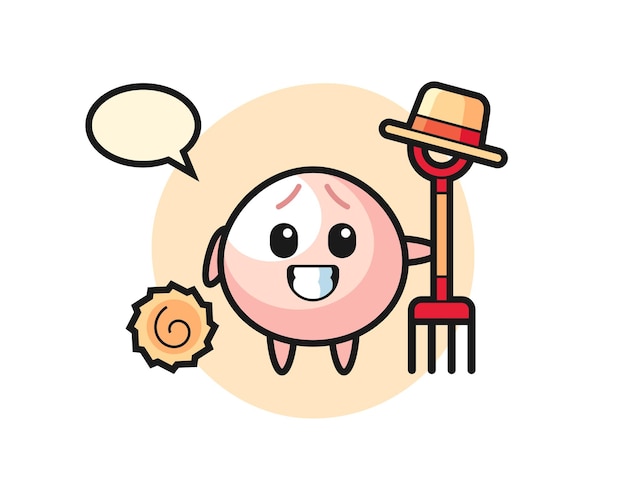 Personaje de mascota de bollo de carne como granjero, diseño de estilo lindo para camiseta, pegatina, elemento de logotipo