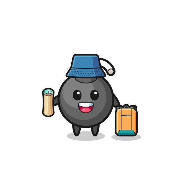 Personaje de mascota de bomba como diseño lindo de excursionista