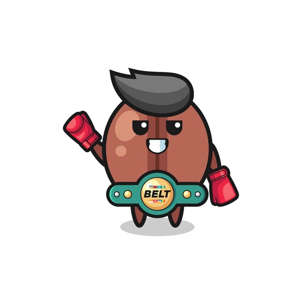 Personaje de mascota de boxeador de grano de café, diseño lindo