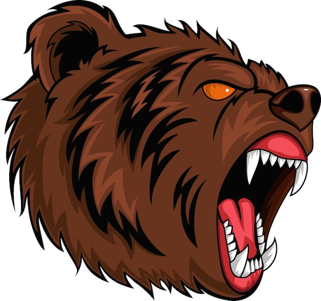 Vector personaje de mascota de cabeza de oso enojado