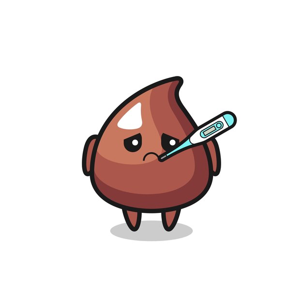 Personaje de mascota de choco chip con fiebre