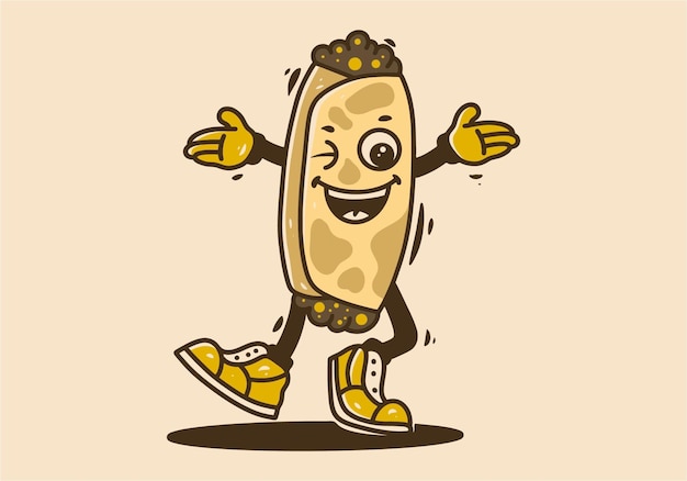 Personaje mascota de comida mexicana Enchiladas con cara feliz