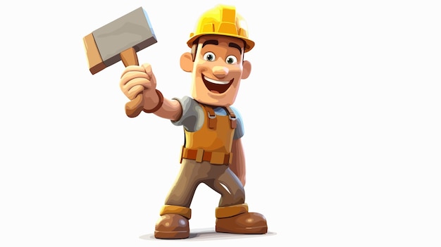Personaje de la mascota de dibujos animados Bricklayer Handyman Construction
