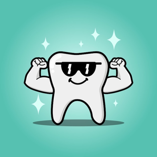 personaje de la mascota de dibujos animados de dientes lindos