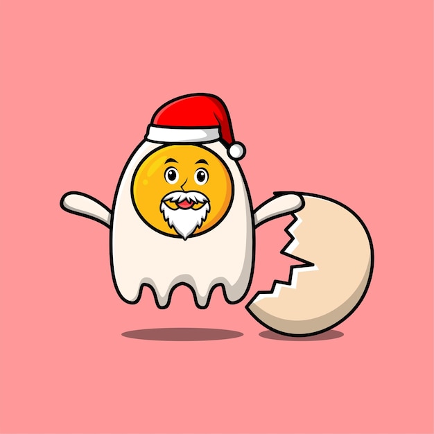 Personaje de mascota de dibujos animados lindo Huevos fritos personaje de santa claus navidad