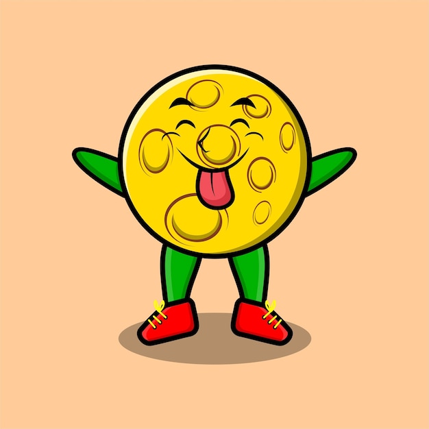 Personaje de mascota de dibujos animados lindo Luna con expresión llamativa en estilo lindo