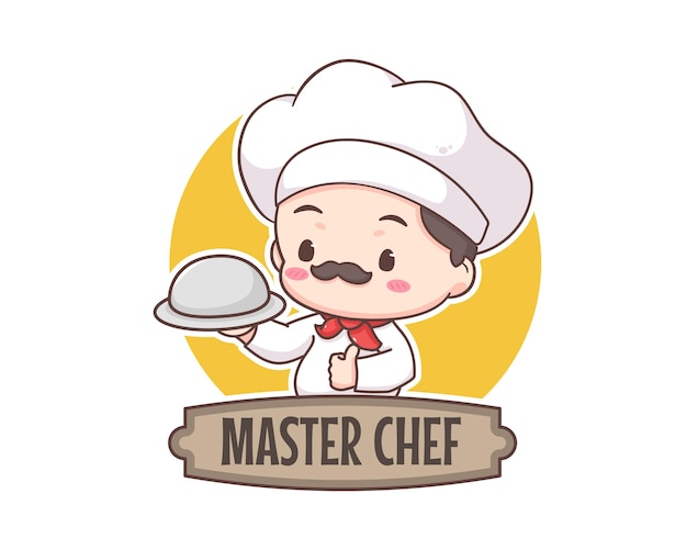 Personaje de mascota de dibujos animados de logotipo de chef