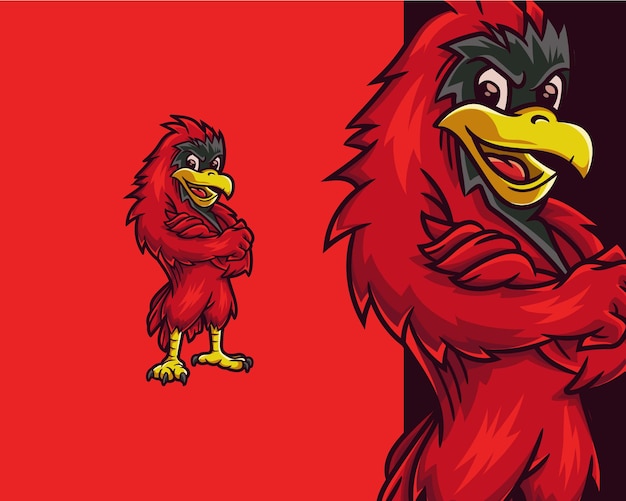 Vector personaje de mascota de dibujos animados de pájaro cardenal