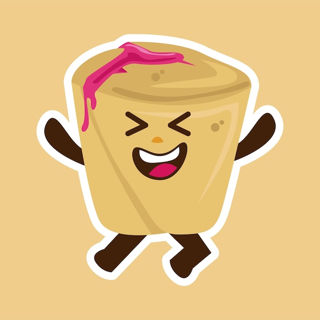 Personaje de mascota Flat Kawaii Cute Raspberry Popover