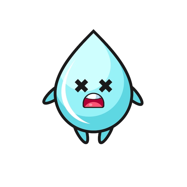 El personaje de mascota de gota de agua muerta, diseño de estilo lindo para camiseta, pegatina, elemento de logotipo