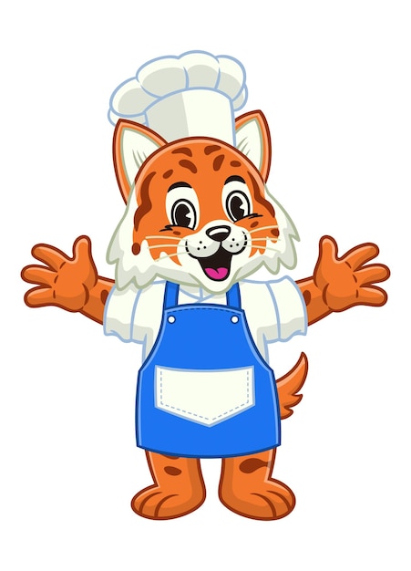 El personaje de la mascota Happy Wildcat Chef