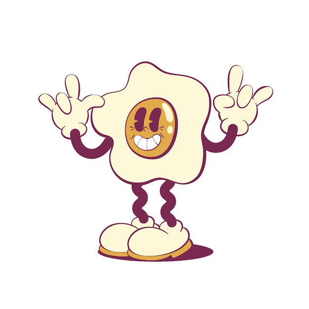 El personaje de la mascota del huevo retro groovy
