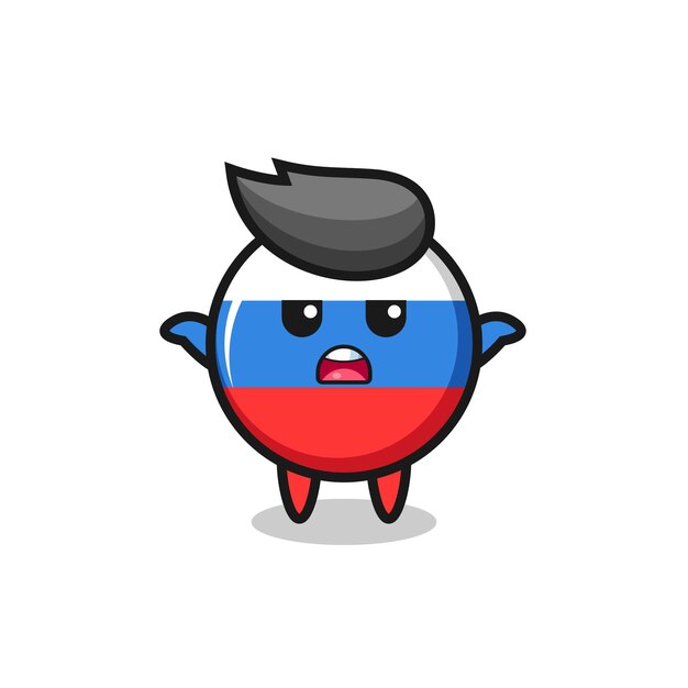 Personaje de la mascota de la insignia de la bandera de Rusia que dice que no sé