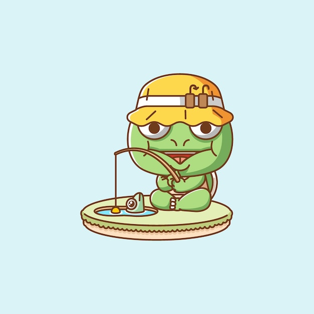 El personaje de la mascota de la isla kawaii chibi ilustra el diseño del estilo del contorno